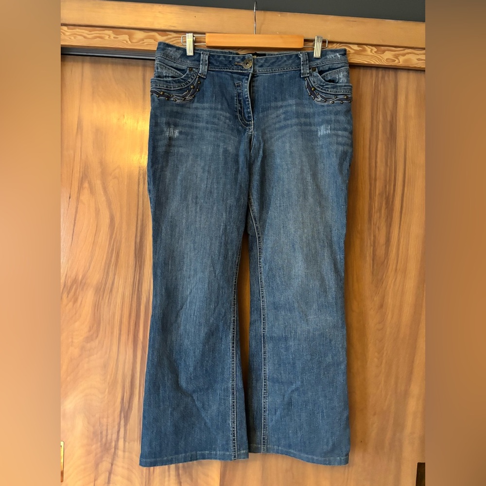 Distressed Blue Jeans, Illegal jeans, no back pocket Wide leg baggy jeans, retro